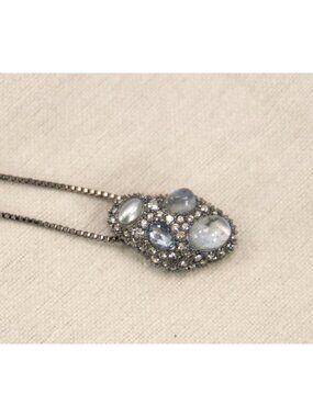 Alexis Bittar Gunmetal Labradorite Crystal Cluster Pendant Necklace NWT